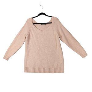 RALPH‎ LAUREN LRL Womens Sweater SZ L Knit Baby Pink V-Neck Long Sleeves